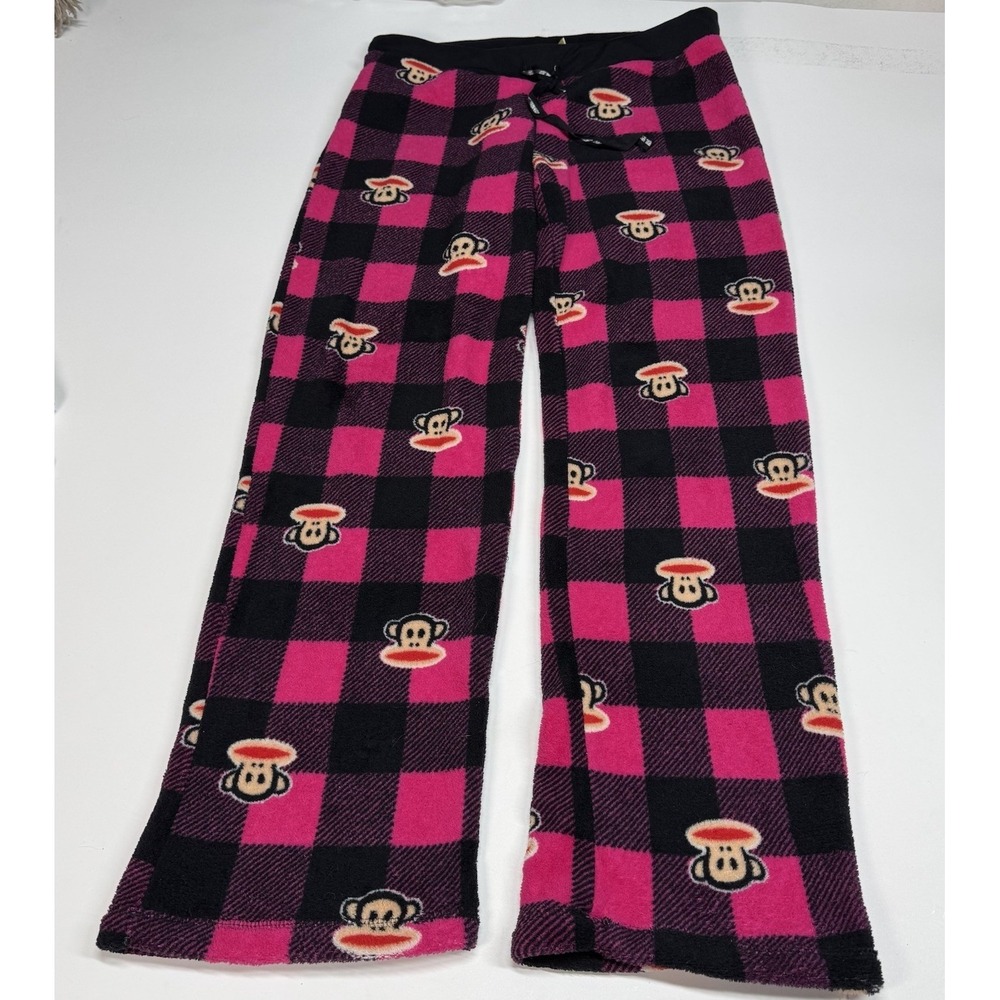 Paul Frank for Target Pink Julius Monkey Checkered Graphic Fleece Pajama Pants M